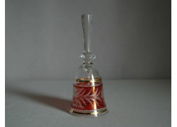 Glass bell, red color and flower decor www.sklenenevyrobky.cz