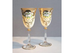Weinglas, 2 Stück, vergoldet und verziert, weiß  www.sklenenevyrobky.cz