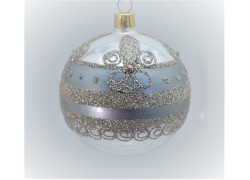Vianočné gule 8cm, so strieborným dekorom  www.sklenenevyrobky.cz