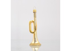 Christmas ornament trumpet in golden decor www.sklenenevyrobky.cz