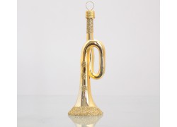 Christmas ornament trumpet in golden decor www.sklenenevyrobky.cz