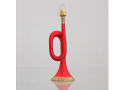 Christmas ornament, trumpet in red matt decor www.sklenenevyrobky.cz