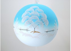 Weihnachtsbälle, 20 cm, hellblau, mit Weihnachtsmotiv www.sklenenevyrobky.cz