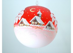 Weihnachtsbälle, 20 cm, rot, mit Weihnachtsmotiv www.sklenenevyrobky.cz