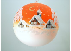 Vianočné gule, 20cm, oranžová, s vianočným motívom www.sklenenevyrobky.cz