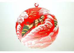 Vánoční koule, 18cm, červená, s vánočním dekorem  www.sklenenevyrobky.cz