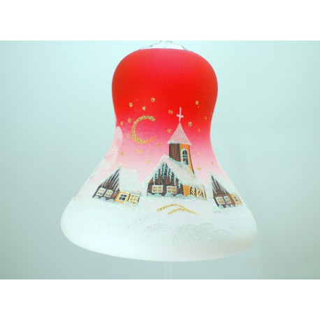 Christmas bell on a candle 25cm, red www.sklenenevyrobky.cz