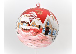 Vianočné gule, 20cm, červená, s vianočným dekorom www.sklenenevyrobky.cz
