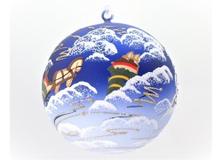Vianočné gule, 20cm, modrá, s vianočným dekorom www.sklenenevyrobky.cz
