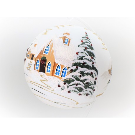 Christmas balls, 20cm, white, with Christmas decor www.sklenenevyrobky.cz