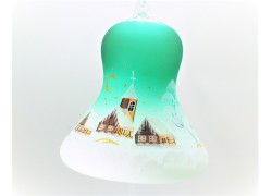 Christmas bell on candle 25cm, green www.sklenenevyrobky.cz