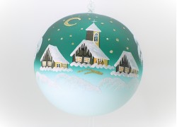 Christmas balls, 20cm, green, with xmas landscape www.sklenenevyrobky.cz