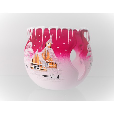 Christmas candle goblet, pink 10cm www.sklenenevyrobky.cz