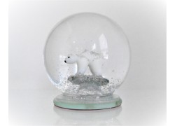 Sněžící koule 8cm - lední medvěd www.sklenenevyrobky.cz