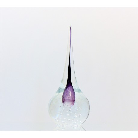 Glass paperweight - water drop, purple shade www.sklenenevyrobky.cz