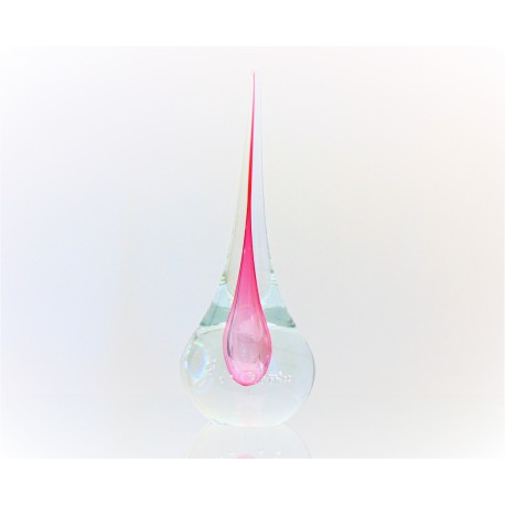 Glass paperweight - a drop of water in pink www.sklenenevyrobky.cz