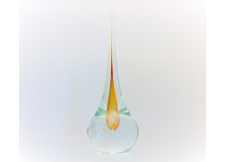 Glass paperweight - a drop of water in a yellow tone www.sklenenevyrobky.cz