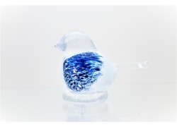 Glass bird blue-white www.sklenenevyrobky.cz