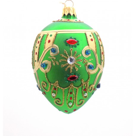 Faberge egg green mat 7001, decorated with glass stones www.sklenenevyrobky.cz