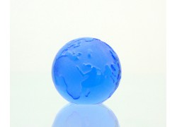 Glass Glob paperweight 80 mm blue www.sklenenevyrobky.cz