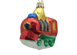 Christmas ornament locomotive, in red golden Decor F11 www.sklenenevyrobky.cz