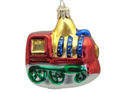 Christmas ornament locomotive, in red golden Decor F11 www.sklenenevyrobky.cz