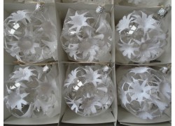 Christmas balls 8cm, christmas set 6pcs, white lilies www.sklenenevyrobky.cz