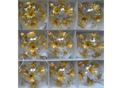 Christmas balls 8cm, set of 9pcs, golden lilies www.sklenenevyrobky.cz