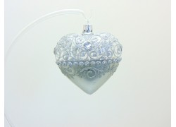Christmas heart-shaped ornament - on Christmas tree, in silver mat www.sklenenevyrobky.cz