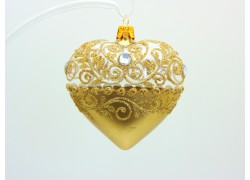 Christmas ornament, heart shape - on Christmas tree, in gold mat  www.sklenenevyrobky.cz