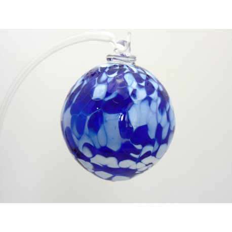 Glass sphere 6cm blue and white www.sklenenevyrobk.cz
