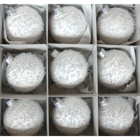 Christmas balls, 9pcs white 1759 Decor of morning dew 6cm