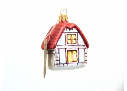 Christmas ornament house with red roof 2031 www.sklenenevyrobky.cz