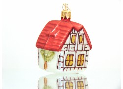 Christmas ornament house with red roof 2031 www.sklenenevyrobky.cz