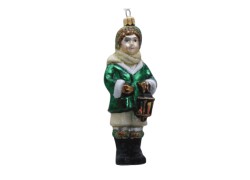 Vánoční ozdoba figurka panáčka s lucernou v zeleném dekoru www