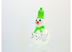 Vianočné dekorácie, snehuliak a lyže, zelený dekor www.sklenenevyrobky.cz