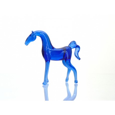 Blue horse from glass www.sklenenevyrobky.cz