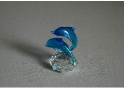 Dolphin duo mini aquamarine 3x4,5x4cm www.sklenenevyrobky.cz