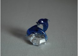 Delfín duo mini modrý 3x4,5x4 cm www.sklenenevyrobky.cz