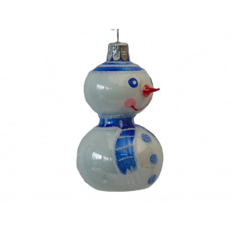 Christmas decoration little snowman, with blue shawl   www.sklenenevyrobky.cz
