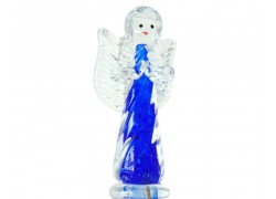 Sklenený anjel, v modrej farbe  www.sklenenevyrobky.cz