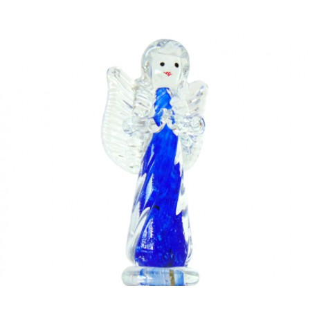 Sklenený anjel, v modrej farbe  www.sklenenevyrobky.cz