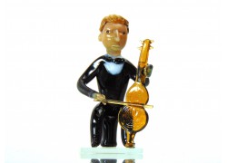 Figur - Musiker, der Kontra Bass spielt  www.sklenenevyrobky.cz