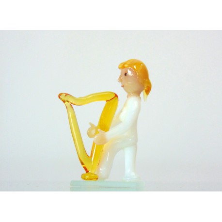Figurine - musician playing harp  www.sklenenevyrobky.cz