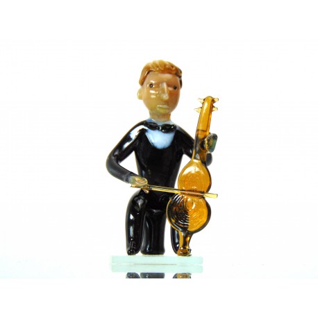 Figurine - musician playing violoncello  www.sklenenevyrobky.cz