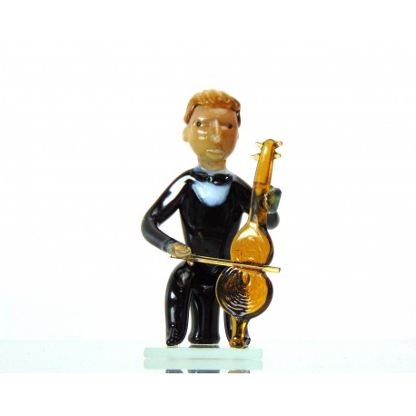 Figurine - musician playing violoncello  www.sklenenevyrobky.cz