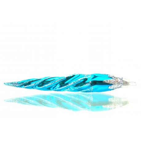 Christmas ornament icicle, in turquoise silver decor www.sklenenevyrobky.cz
