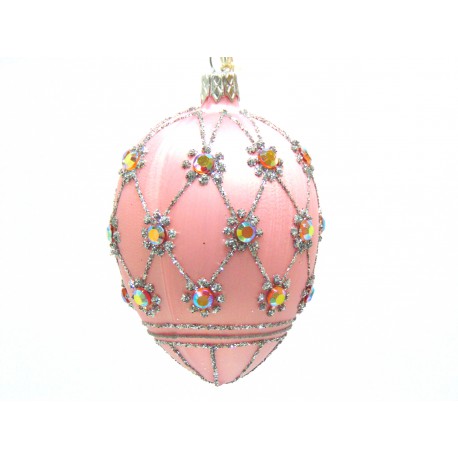 Fabergé-Eier, in rosa Dekor, verziert mit Glassteinen-5003 3 www.sklenenevyrobky.cz