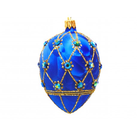 Faberge eggs, in golden decor, decorated with glass stones-2003  www.sklenenevyrobky.cz