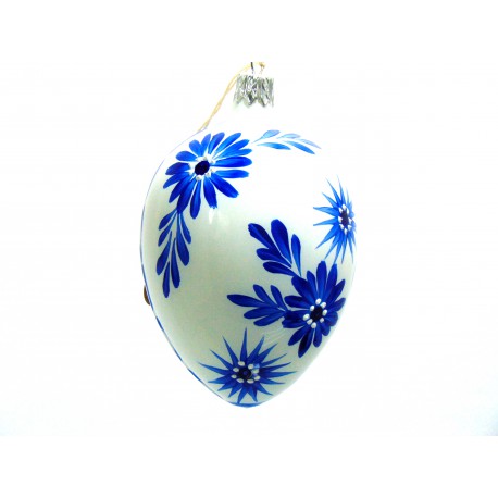 Easter egg  1005 painted pattern blue flower www.sklenenevyrobky.cz